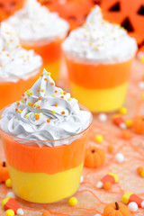 Halloween candy corn puddings for the party