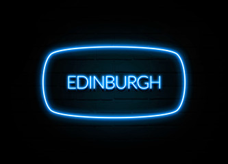 Edinburgh  - colorful Neon Sign on brickwall