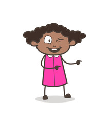 Laughing Girl Pointing with Finger Vector