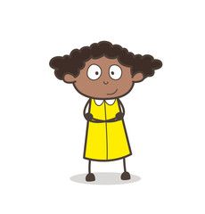 Happy Surprised Girl Standing Pose Vector