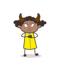 Angry Cartoon Devil Girl Face Expression