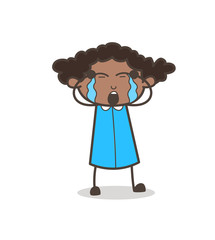 Kid Girl Crying Loudly Vector