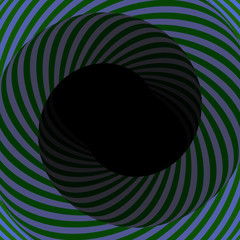 Colorful hypnotic psychedelic spiral. Modern vector illustration with optical illusion. Twisted striped round tunnel. Magical decorative background. Element of design.
