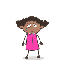 Depressed Young Girl Face Vector