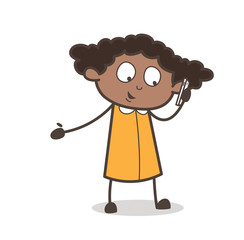Young Girl Talking on Mobile Vector