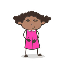 Cute Small Kid Girl Smiling Face Vector