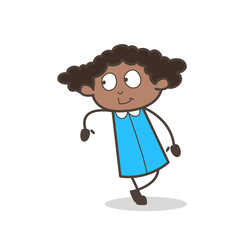 Happy African Girl Standing Pose Vector