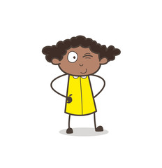 Naughty Girl Winking Eye Face Vector