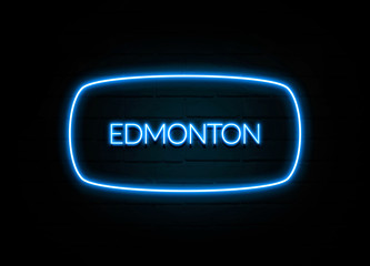 Edmonton   - colorful Neon Sign on brickwall