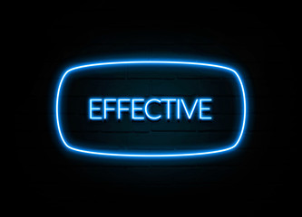 Effective  - colorful Neon Sign on brickwall