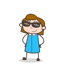 Fashionable Girl with Trendy Sunglasses on Eyes Vector