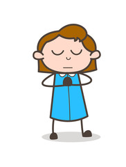 Comic Girl Praying Pose Vector