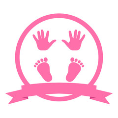 emblem girl with pink banner