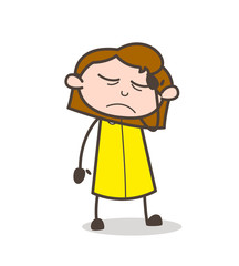 Upset Girl Feeling Very Sick Vector