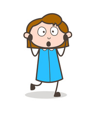 Frowning Face Girl Screaming Vector