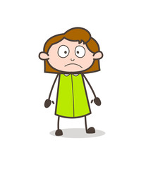 Frowning Girl Face Expression Vector