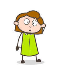 Worried Girl Watching in Wonder Vector