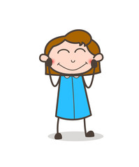 Cute Girl Smiling and Blushing Face