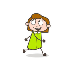 Joyful Girl Running Vector Illustration