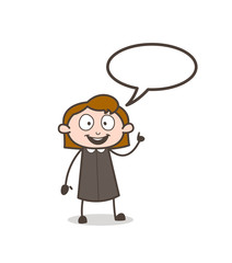 Happy Young Girl with Message Bubble Vector