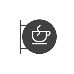 Coffee house sign icon vector, filled flat sign, solid pictogram isolated on white. Coffee cup in a circle symbol, logo illustration.