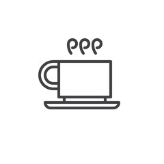 Coffee cup line icon, outline vector sign, linear style pictogram isolated on white. Symbol, logo illustration. Editable stroke