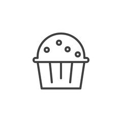 Muffin cake line icon, outline vector sign, linear style pictogram isolated on white. Symbol, logo illustration. Editable stroke