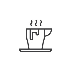 Cup of hot coffee line icon, outline vector sign, linear style pictogram isolated on white. Symbol, logo illustration. Editable stroke