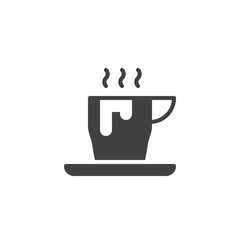 Cup of hot coffee icon vector, filled flat sign, solid pictogram isolated on white. Symbol, logo illustration.