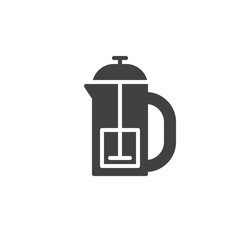 Fresh press kettle icon vector, filled flat sign, solid pictogram isolated on white. Symbol, logo illustration.