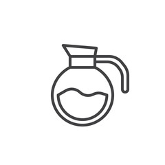 Coffee pot line icon, outline vector sign, linear style pictogram isolated on white. Symbol, logo illustration. Editable stroke