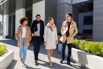 international group of people on city street