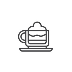 Mocha cup line icon, outline vector sign, linear style pictogram isolated on white. Symbol, logo illustration. Editable stroke