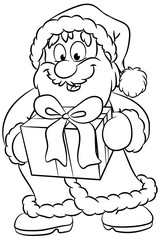 Niedlicher Weihnachtsmann mit Geschenk - Vektor-Illustration