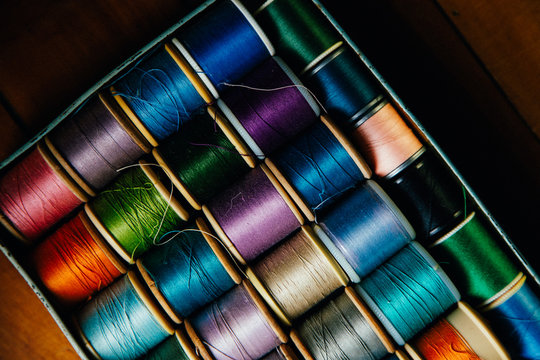 A collection of sewing threads