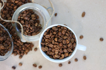 rustic coffee beans and wood