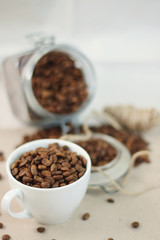 rustic coffee beans and wood