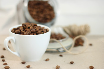 rustic coffee beans and wood