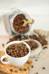rustic coffee beans and wood