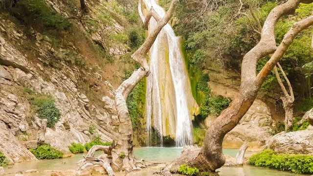Beautiful Neda waterfall in Peloponnese Greece. A famous wonder of nature.