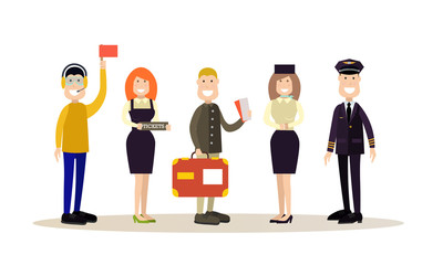 Airport people vector illustration in flat style