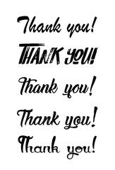 Thank you card. Hand drawn lettering. Ink Vector illustration.