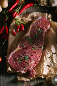 Raw beef steak