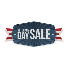 Veterans Day Sale blue Banner with Ribbon