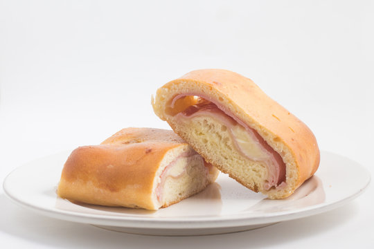 Salgado. Brazilian Snack with cheese and ham