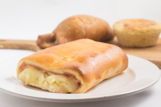 Salgado. Brazilian Snack with cheese and ham