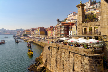 VIew of Porto city and Duero river in Portugal. - obrazy, fototapety, plakaty
