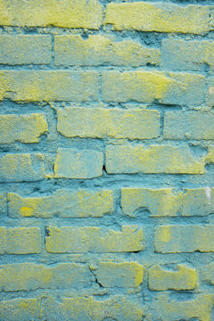 Painted brick wall, close up