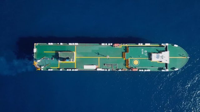 Large RoRo (Roll on/off) vessel cruising the Mediterranean sea