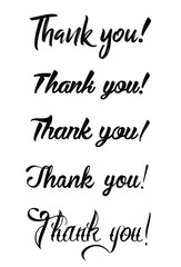 Thank you card. Hand drawn lettering. Ink Vector illustration.